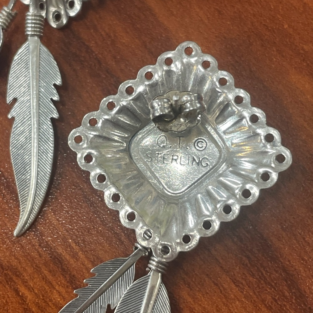 Sterling Silver Native American Dangle Earrings - image 3